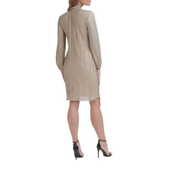 DKNY  Ruffled Tie Neck Pleated Shift Dress - Picture 2 of 4